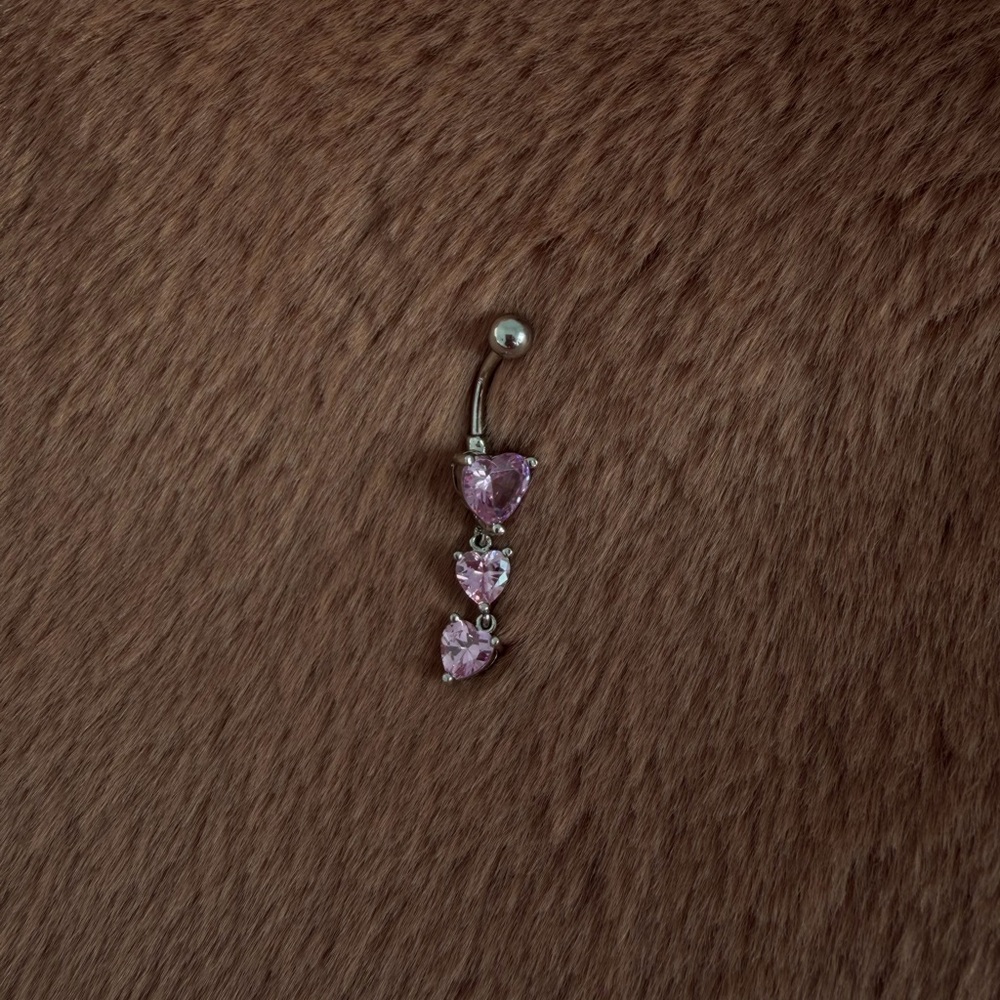 🩷pink heart dangly belly ring🩷